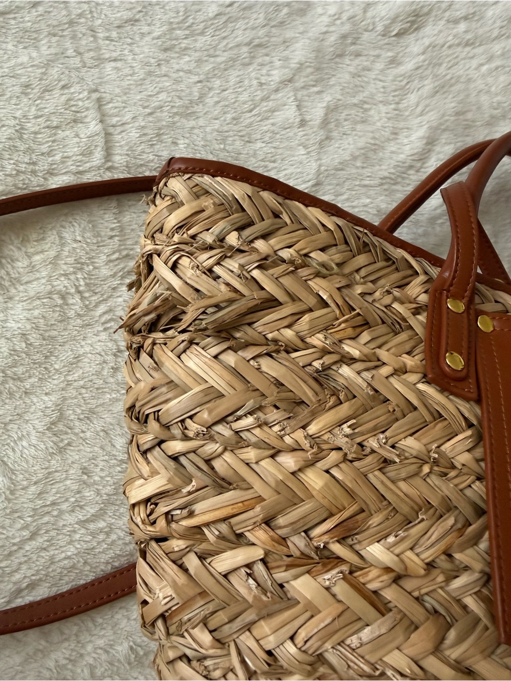 Jacquemus Le Panier Soli Straw Basket Tote Bag Brown Leather Crossbody - Picture 8 of 8